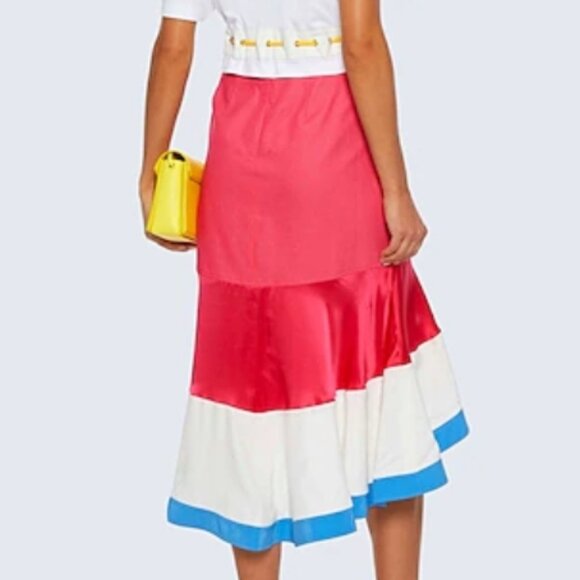 NWT Prabal Gurung Binod Colorblock Striped Fuchsia Hi-Lo Midi Skirt M $1,795 - Picture 8 of 14